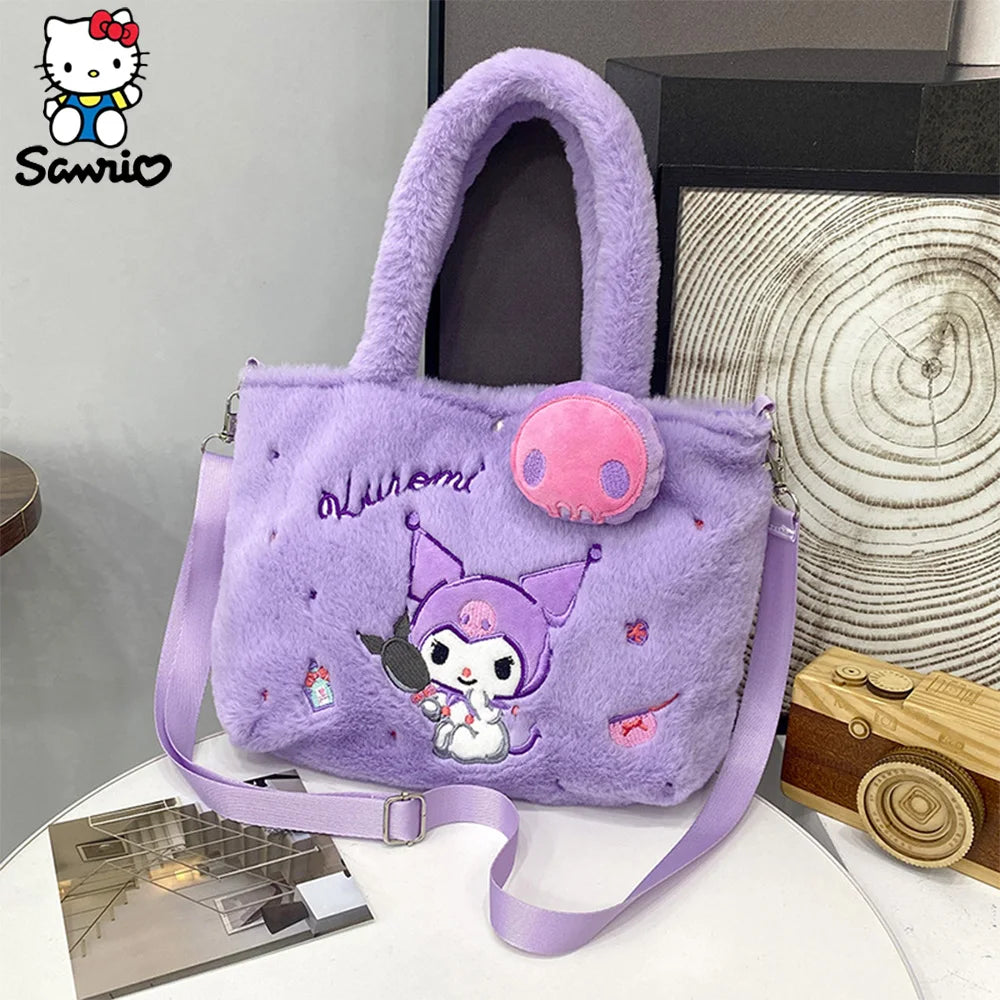 Sanrio Kawaii Plush Bag - Cinnamoroll Crossbody Kuromi Shoulder Y2K Hello Kitty Handbag