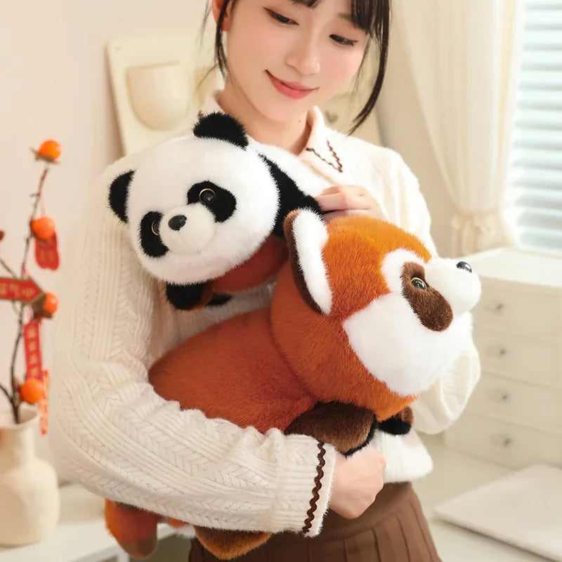 Real Life Reversible Panda to Raccoon Stuffed Animals Plush Toy Cute Red Panda Soft Pillow Kids Baby Birthday Christmas Gift