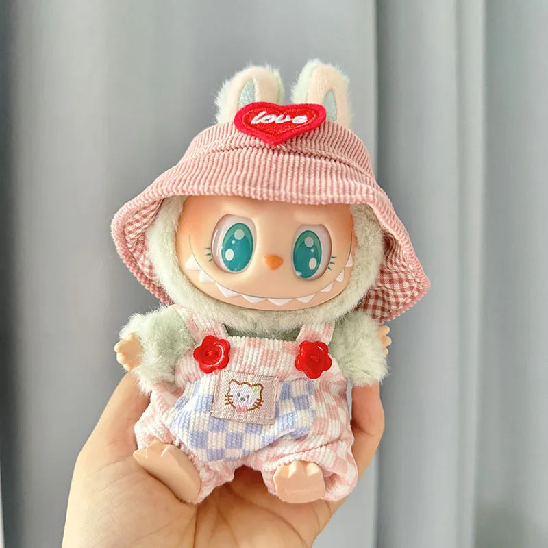 For 17cm Labubu V1 V2 Idol Dolls Clothes Cute Hoodie Mini Doll Sitting Party Outfit Clothing Korea Kpop Exo DIY Gifts