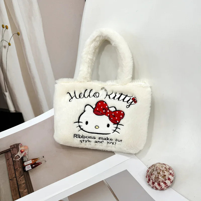 Sanrio Kuromi Plush Bag Melody Kitty Shoulder Bag Handbag Birthday Gift Female Accessories Peripheral Toys Movie Peripherals