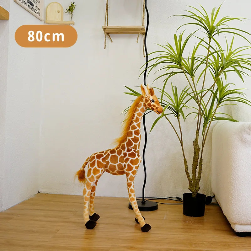 50-140cm High Quality Giant Real Life Giraffe Plush Toys Stuffed Animal Doll Soft Kids Children Baby Birthday Gifts Room Decor