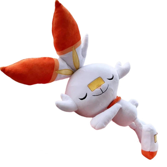 Big Size 68cm Sleeping Scorbunny Plush Toys Pokemon Cinderace Plushies Stuffed Doll Cartoon Rabbit Xmas Present For Kids Gift