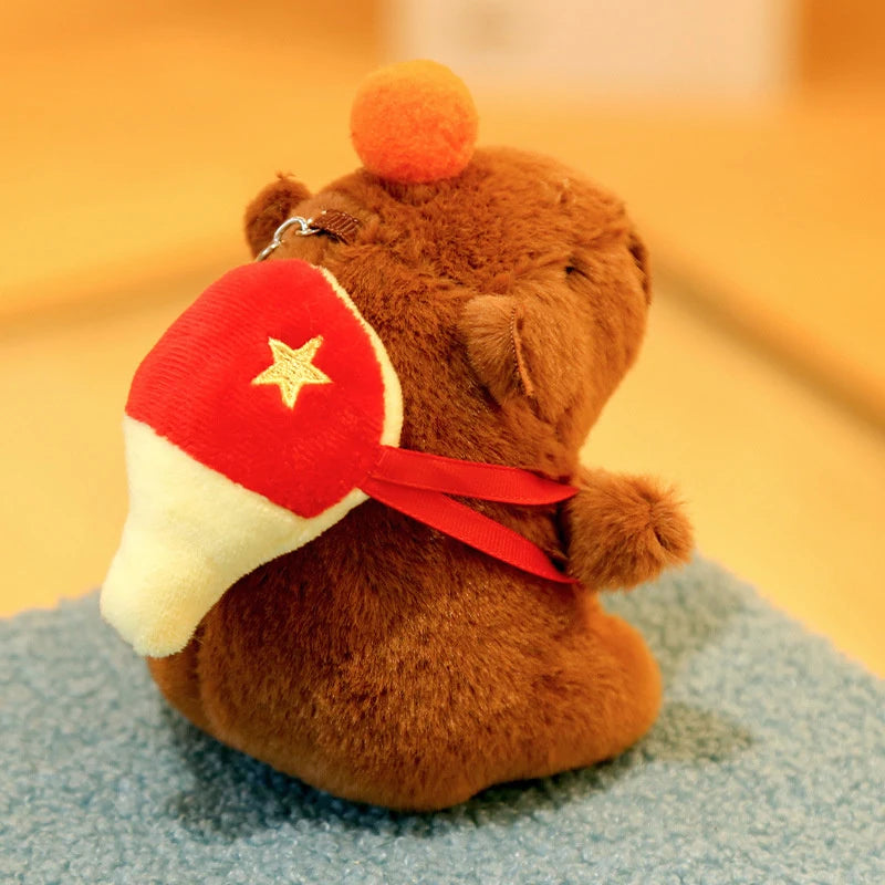 Cute Capybara Plush Toy Doll Keychain Stuffed Animals Capibara With Fruit Backpack Pendant Keyring Birthday Christmas Gift