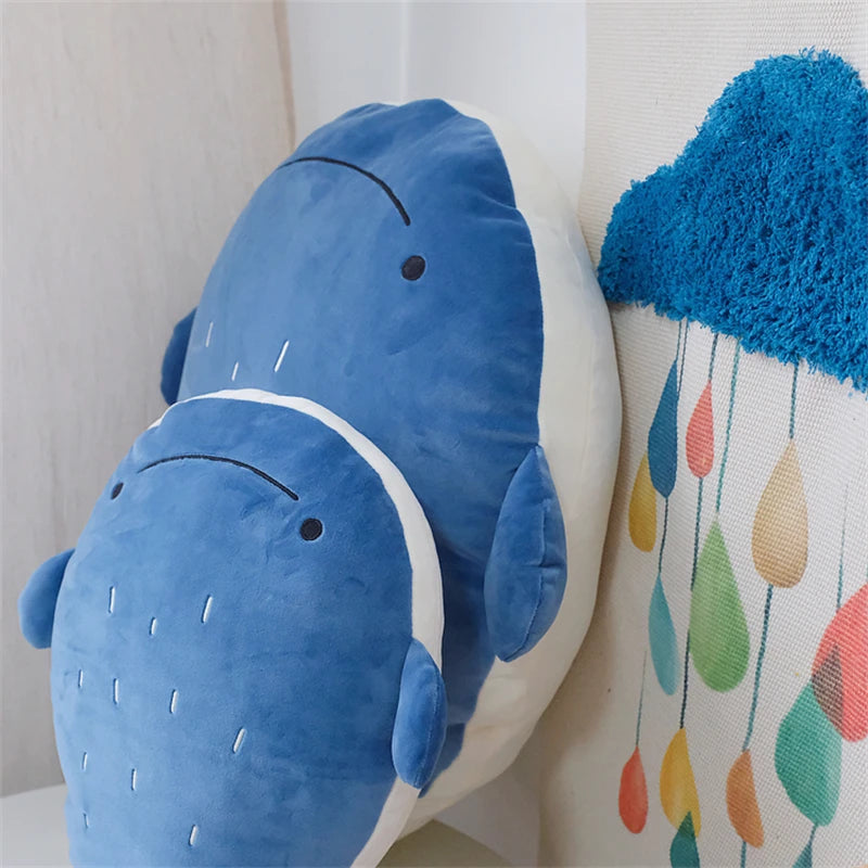 Soft Hug Pillow Whale Plush Toy Stuffed Sea Animals Fat Fish Plushies Sofa Bed Back Cushion Girly Room Decor Gifts