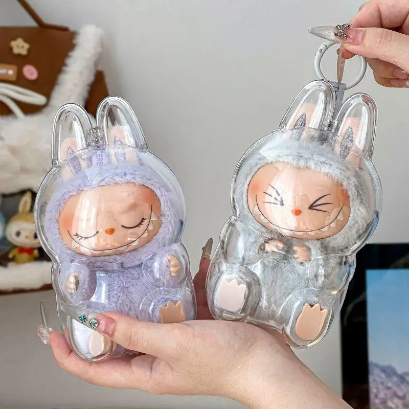 For Labubu V2 protective cover labubu plush doll dust box going out portable doll pendant pain bag