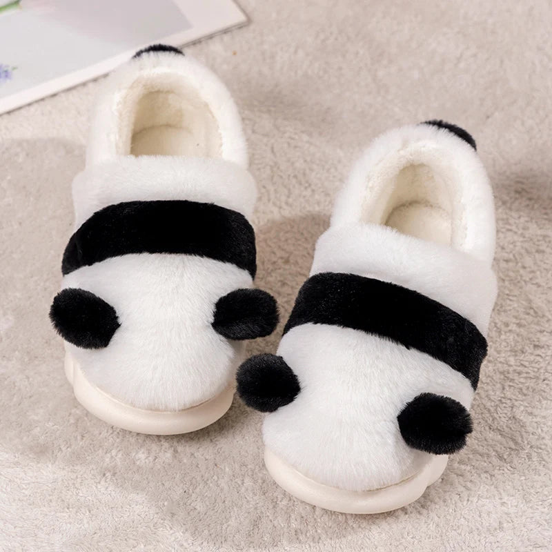 Kawaii Panda Slippers Women Shoes Winter Slippers Indoor House Shoes Warm Plush Slipper Men Couples Home Slides Footwear