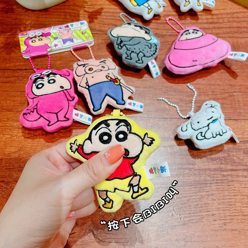 Genuine Crayon Shin-chan Cute Plush Doll Car Keychain Children's Creative School Bag Pendant Animation Peripheral Holiday Gift