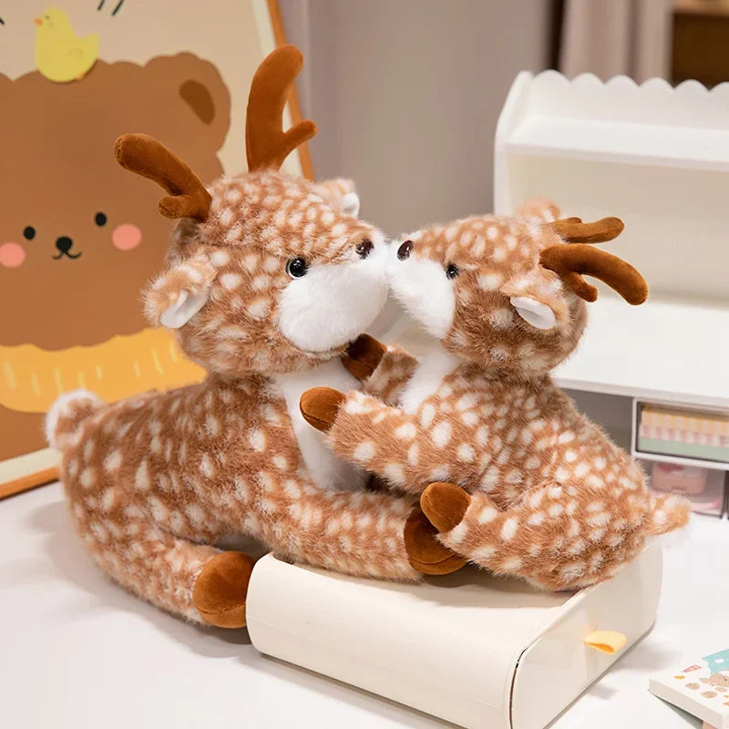 25-45cm Simulation Stuffed Sika Deer Toys Plush Animal Deer Dolls Children Playmate Kids Birthday Gift Home Decoration