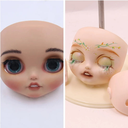 Blyth1/6 doll Hand-painted shell DIY frosted face lip carving eyebrows handmade Ears