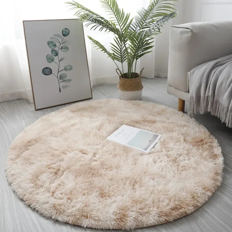 VIKAMA Cute Round Soft Shaggy Dirty Resistant Rug Modern Kids Bedroom Round Rug Plush Baby Room Shaggy Round Carpet