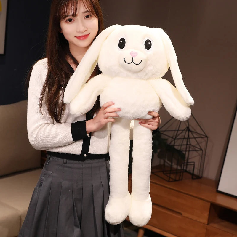 80/100cm New Creative Pull Ear Rabbit Anime Rabbit Plush Toy Pink Rabbit Doll Adjustable Length Long Ear Rabbit Birthday Gift