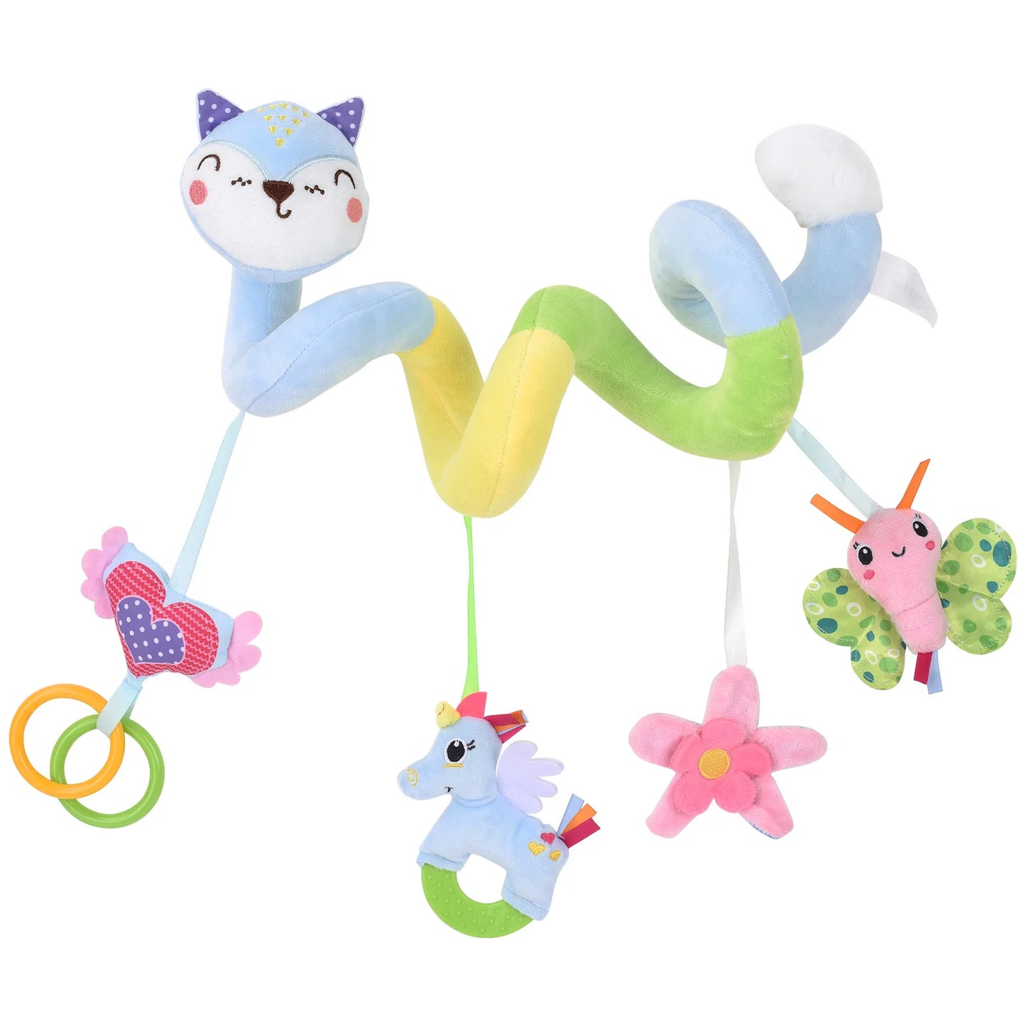 Baby Spiral Plush Hanging Toys Cute Fox Car Seat Toys Hanging Rattle Sensory Musical Toy For Infant Gift