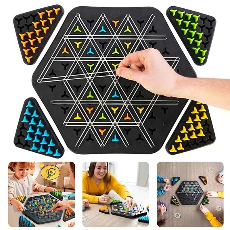 Chain Chess Rubber Band Geometry Puzzle Triangle Chess Desktop Game Family Interaction Exercise Kids Logic Puzzle Board Game Toy