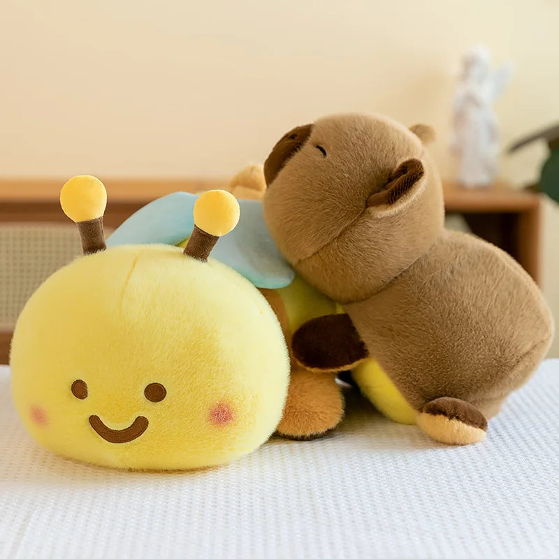 25cm Flip Capybara Bee Plush Toy Simulation Capibara Anime Fluffty Toy Cute Stuffed Animals Reversible Doll Plush Toy for Kids