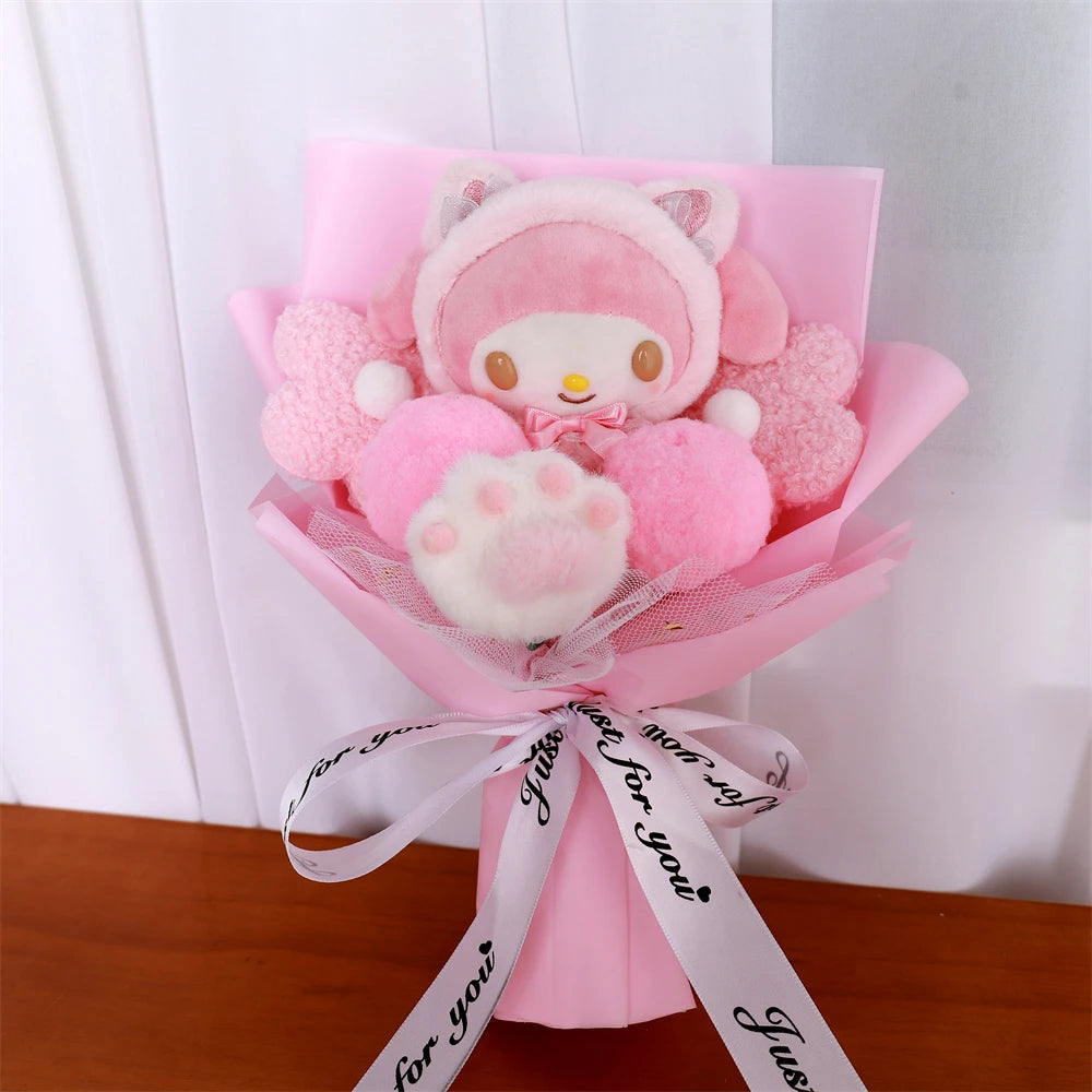 Kuromi My Melody Cinnamoroll Hello Kitty Sanrio Anime Doll Toy Cartoon Plush Bouquet Woman Valentine's Day Girls Christmas Gifts