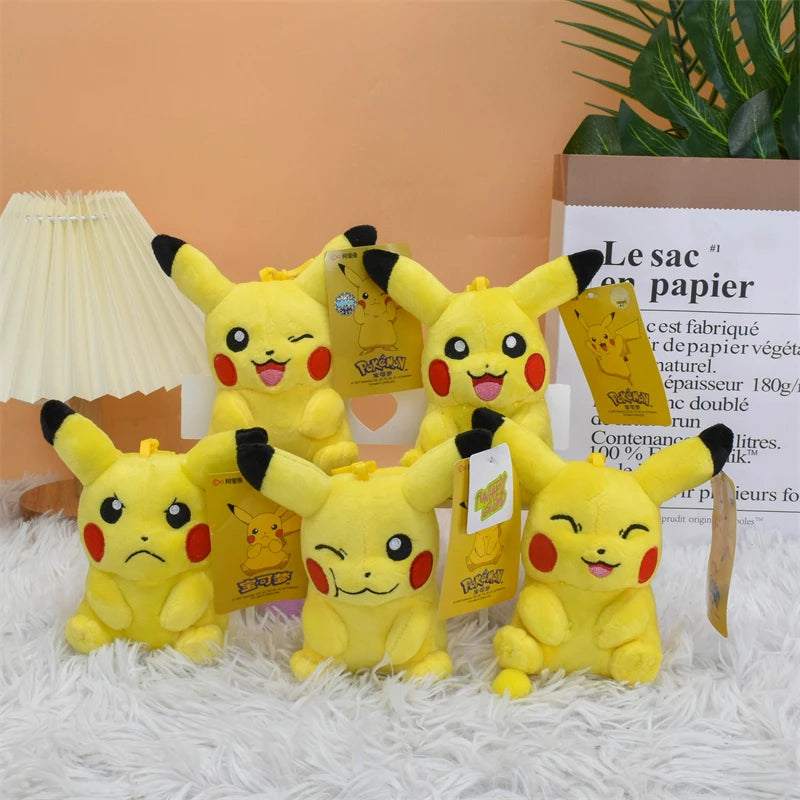 Kawaii Pikachu Charmander Psyduck Plush Toys Keychain Cute Anime Snorlax Stuffed Animals Peluche Pendants Dolls Gifts