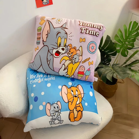 Very Soft Tom and Jerry Plushies Cuddly Pillow Sofa Bed Comfortable Back Cushion Home Decor Cartoon Anime Printing Plush Toy