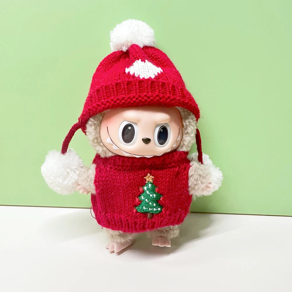 Mini Doll'S Clothes Outfit Accessories For Korea Kpop Exo Labubu Idol V1 V2 Christmas Cookie Man Sweater Hat New Year Clothes