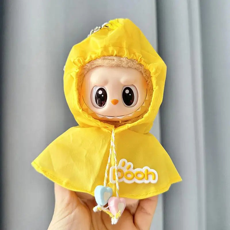 For 17cm labubu /15cm upset duck plush series outfit baby clothes small yellow duck doll clothes small raincoat