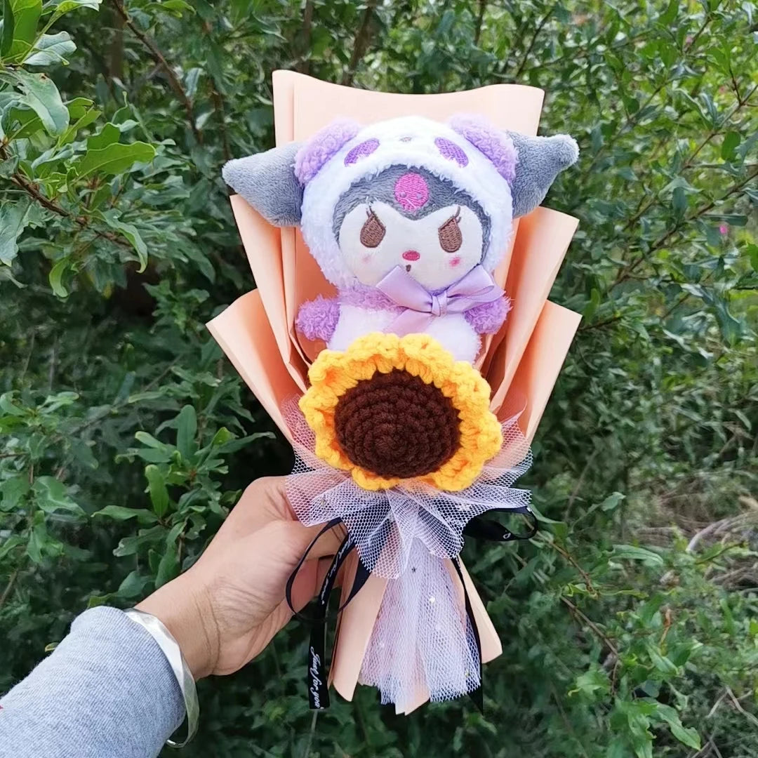 Sanrio Kuromi My Melody Cinnamoroll Hello Kitty  Plush Sunflower Bouquet Gift Valentine's Day Graduation Xmas Girl Friend  Gifts