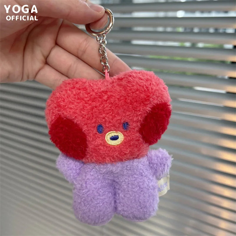 8Cm Kawaii Bt21 Small Animal Mini COOKY RJ TATA Plush Keychain knapsack Pendant Cartoon New Plush Doll Pendant Birthday Gift