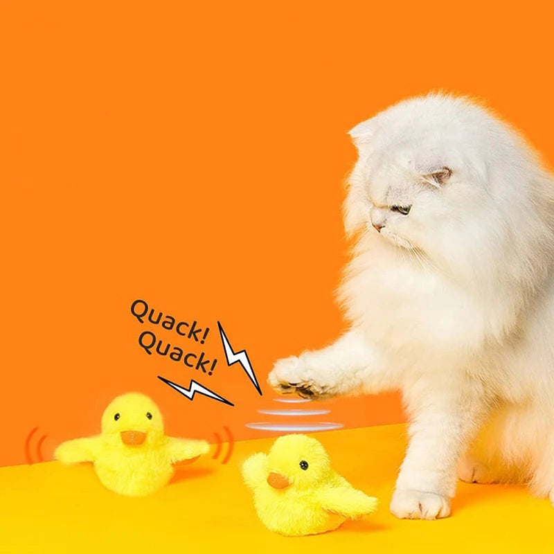 Flapping Duck Cat Toys Interactive Electric Bird Toys Washable Cat Plush Toys with Vibration Sensor Cats Game Toys Kitten