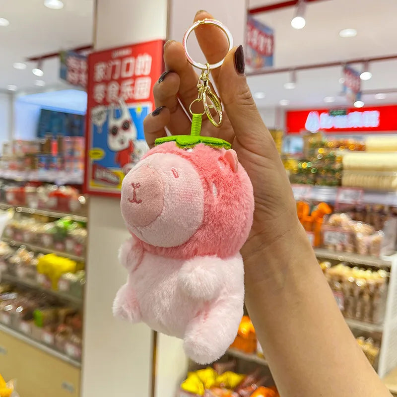 12CM Capybara Plush Toy Keychain Simulation Capibara Anime Fluffty Toy Cute Animals Stuffed Plush Doll Christmas Gifts for Kids