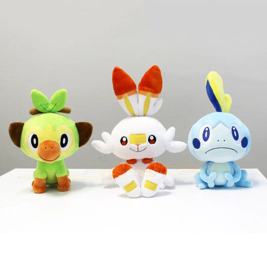 Pokemon Sword, Shield, and Three Houses Knocking Sound Monkey Tears Eye Lizard Flame Rabbit Plush Doll Rabbit Monkey Lizard Doll