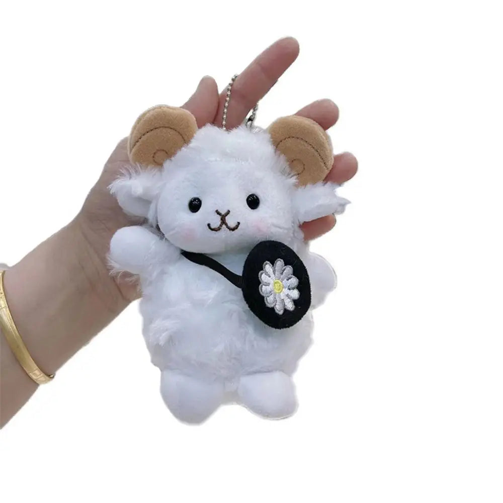 New White Cartoon Sheep Plush Doll Cute Bag Ornament Keychain Pendant Universal Car Decoration Hanging Pendant Universal