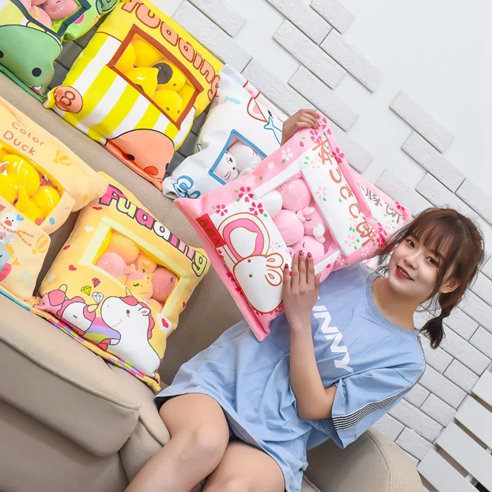 Cartoon a bag of snacks doll throw pillow Internet celebrity ins snack bag plush toy creative office pillow Lovely holiday gift