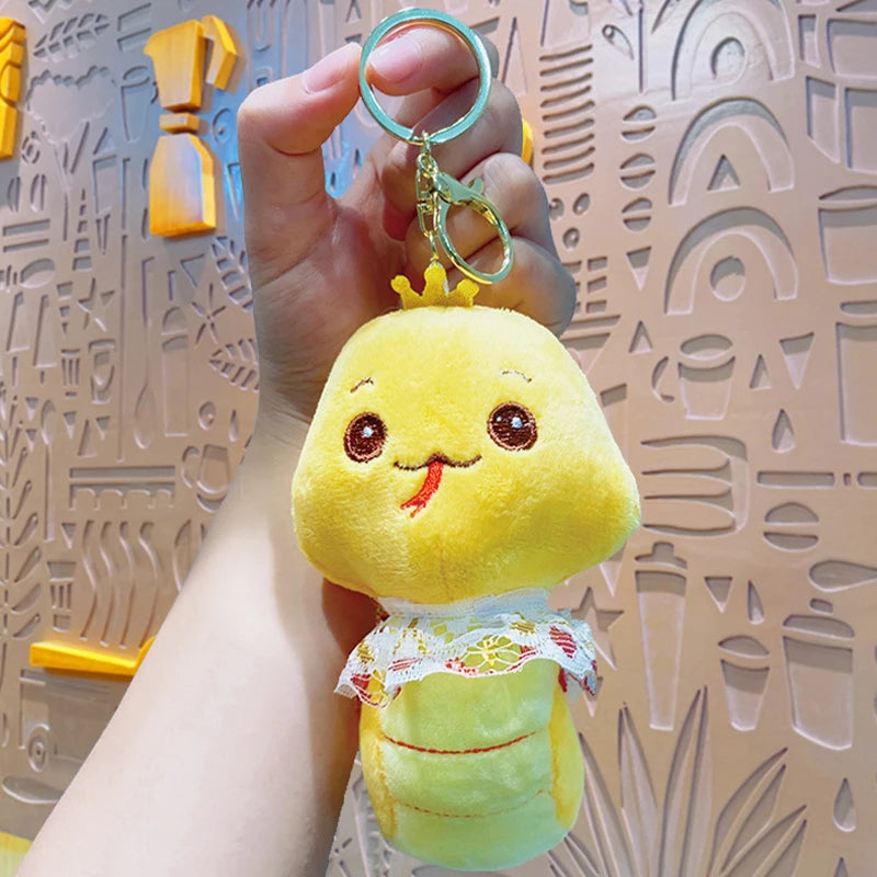 Cartoon Plush Q-Version Zodiac Snake Plush Keychain Pendant Stuffed Doll Lucky Mascot Gifts For Children Chinese New Year Decora