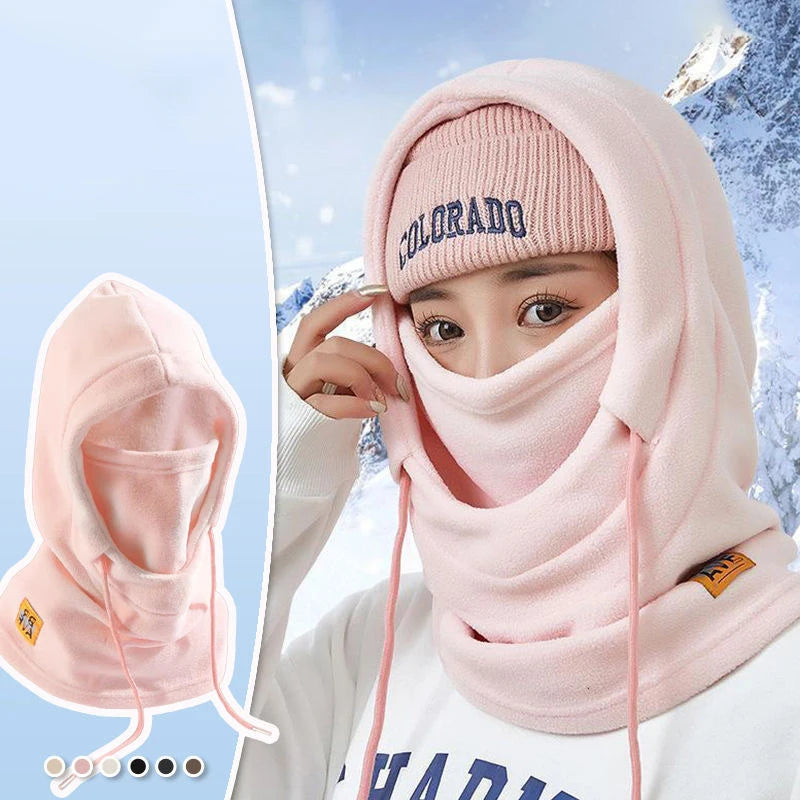 4 In 1 Plush Baseball Cap Wearable Blanket Winter Ski Windproof Cap Thickened Warm Outdoor Cycling Hooded Neck Warmer Sleeve