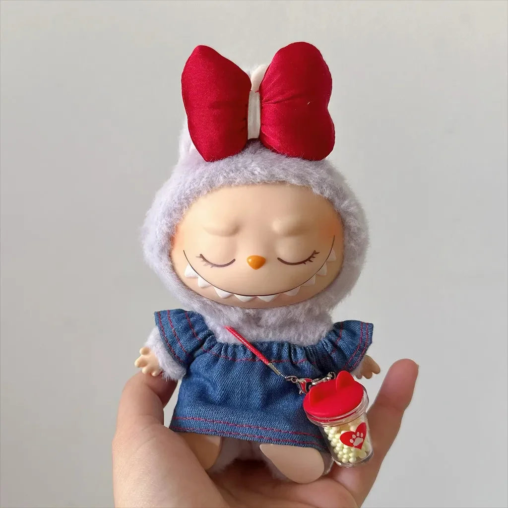 For 17cm Labubu Doll Denim Skirt doll cloth outfit Clothes Hoodies Doll Clothes Color Match Hoodies Dolls Accessories