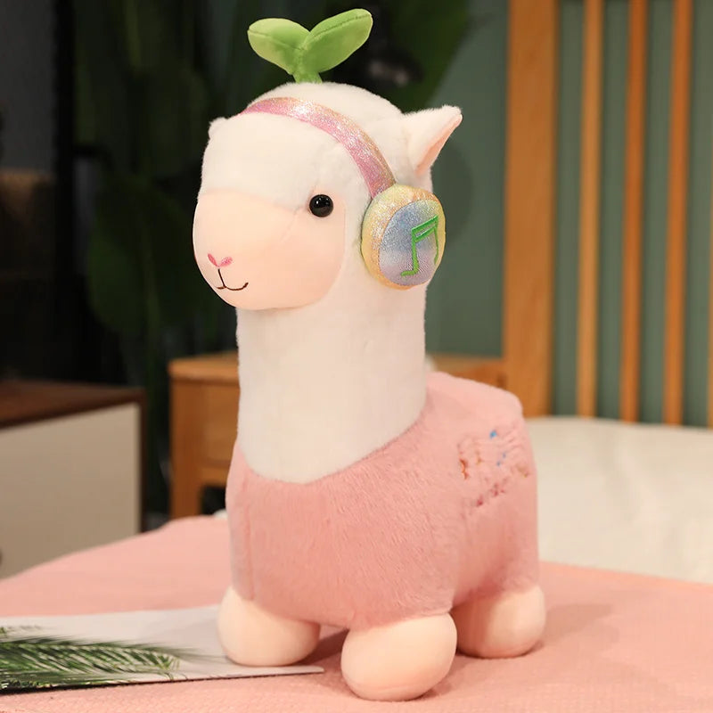 25-68CM Cute headset Alpaca Llama Plush Toy Stuffed Animal Sheep Dolls Soft Plush Alpaca Dolls For Birthday Gifts