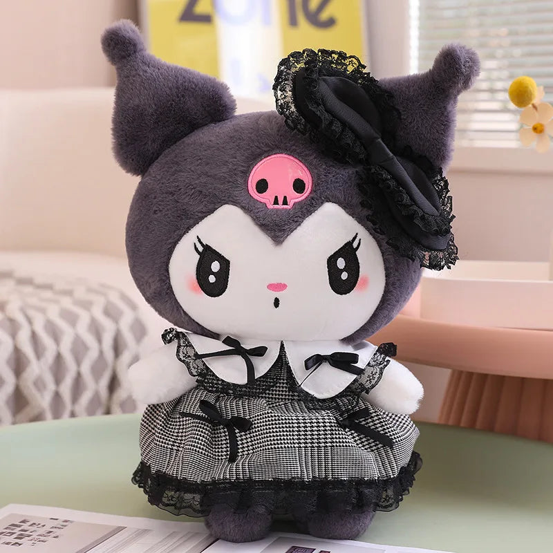 40/50/60cm Cute Kuromi My Melody Plush Toy Lolita Japanese Style Stuffed Anime Plushies Kuromi With Dress Xmas Gifts For Girl