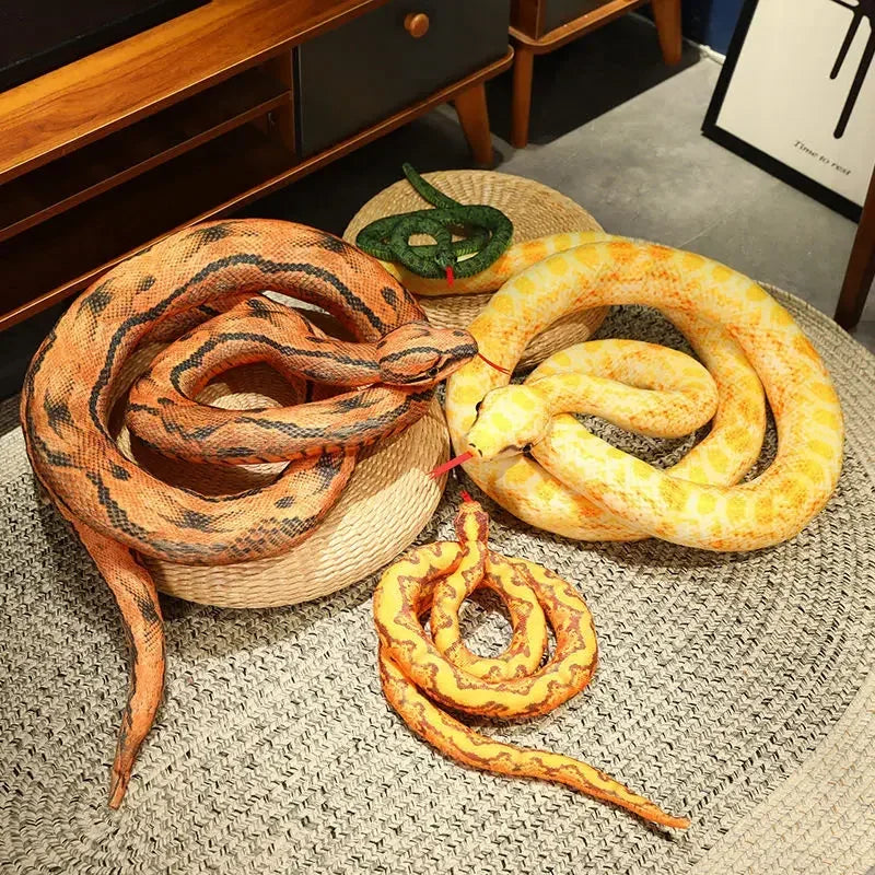 Simulation Giant Snakes Plush Toy Long Golden Python Stuffed Snake Pillow Plushie Gift Home Decoration