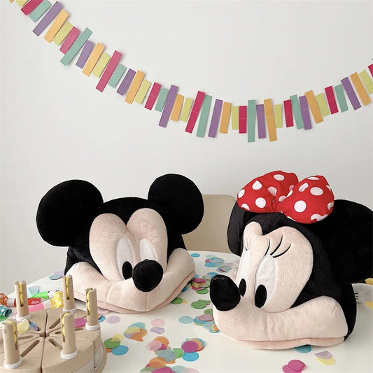 Disney Plush Mickey Minnie Mouse Hat Cute Cartoon Girls Party Birthday Gift Keep Warm Winnie the Pooh Hat Home Decor