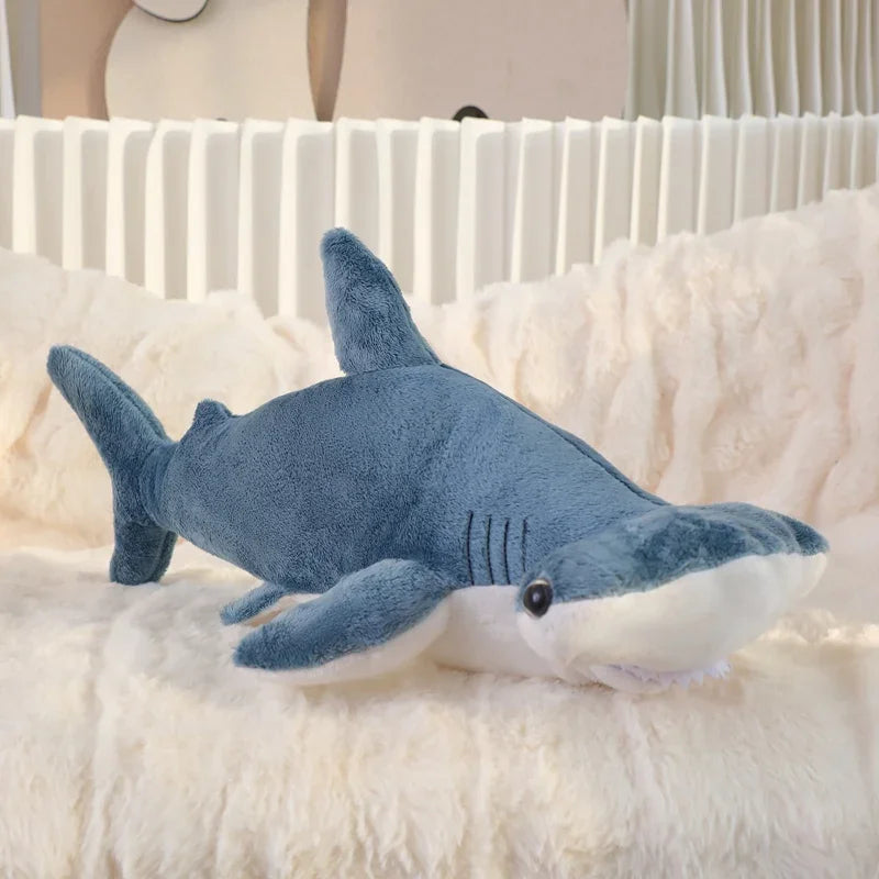 55cm Hammerhead Shark Plush Pillow Stuffed Blue Grey Marine Animal Doll Plushies Toy Sleeping Companion Present Kids Gift