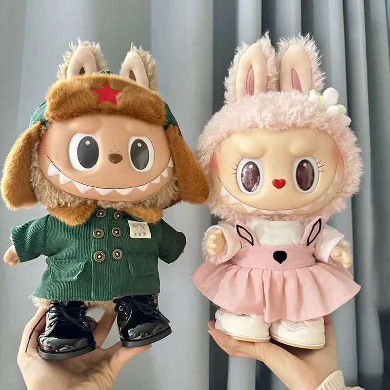 For 38 Cm Labubu plush doll clothes outfit doll MOKOKO coat rabbit ear strap skirt set  Accessories Cute Decoration