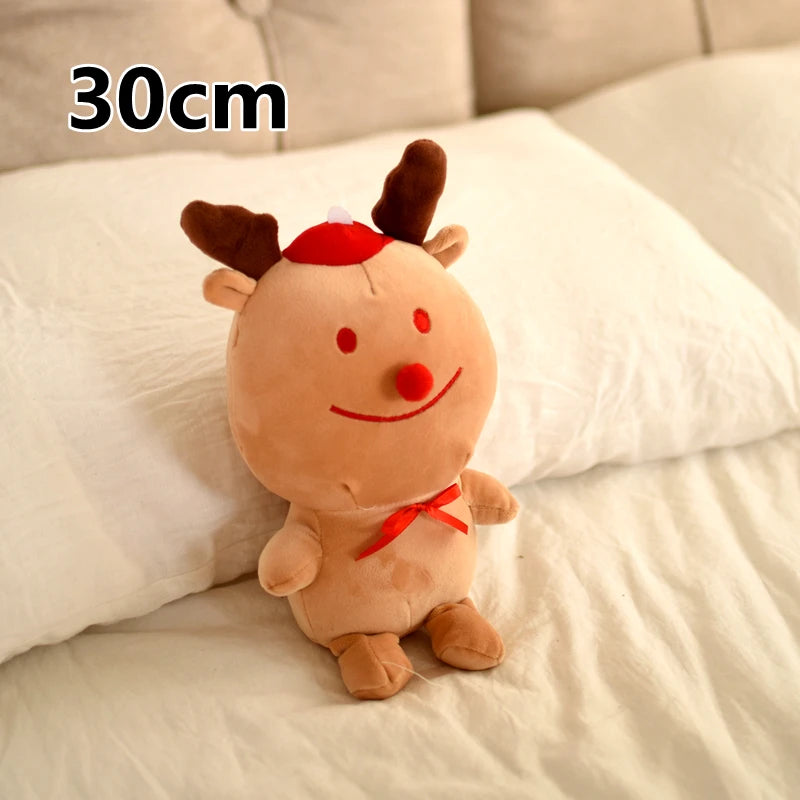 Cute Gingerbread Man Throw Pillow Christmas Tree Plush Toy Girly Room Decoration Lying Elk Plushies Soft Gifts For Girl