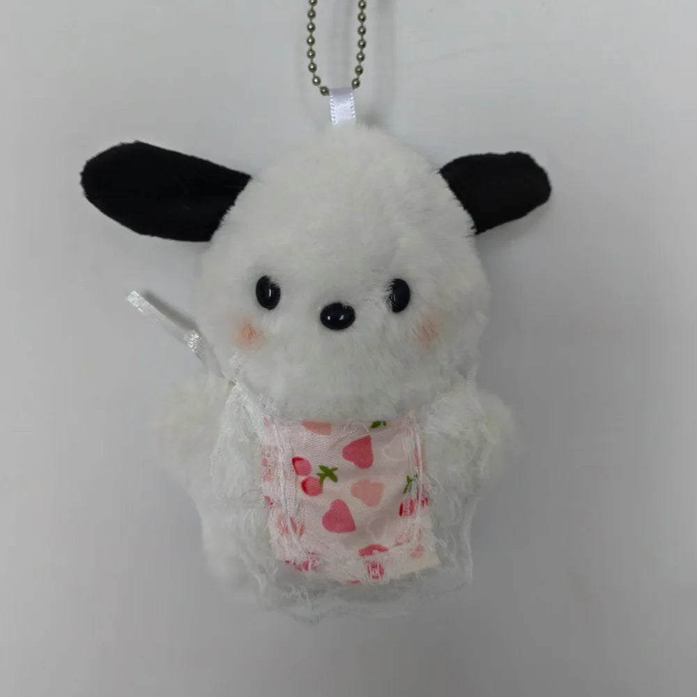 Sanrio Pachacco Plush Keychain Kawaii Bib Scarf Skirt Pachacco Keyring Juguetes De Peluche Shoulder Bag Ornaments Pendant Toys