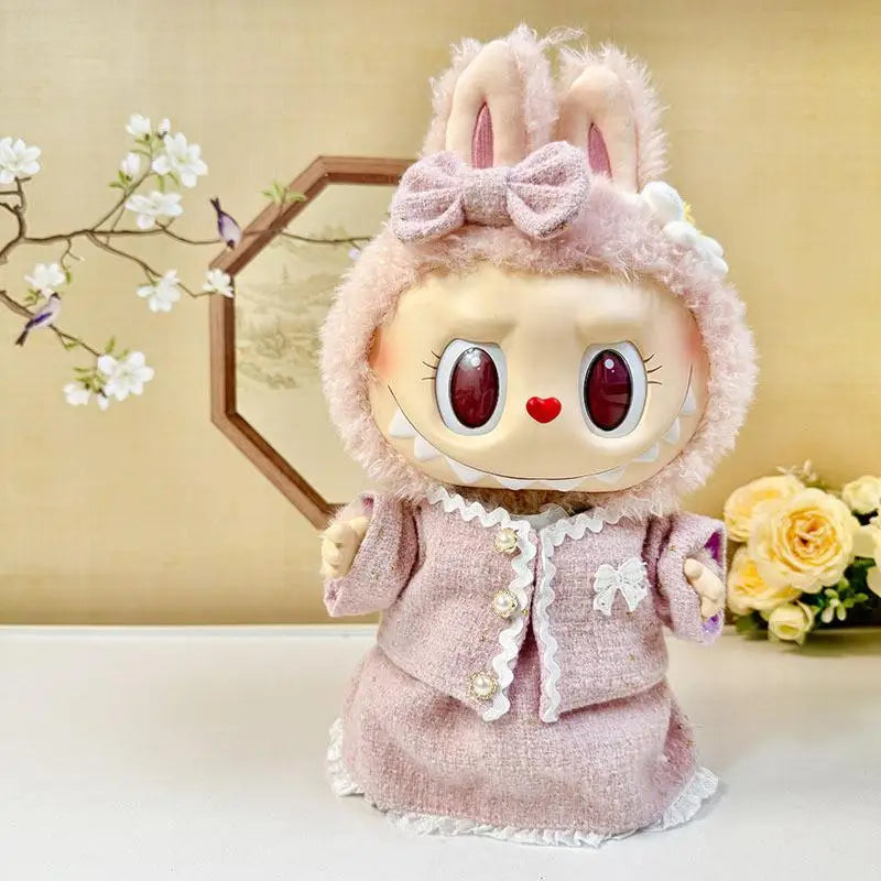 For 38cm Labubu Plush Doll Clothes For Labubu Doll Clothes for MOKOKO Sweetheart Pink Fragrant Wind Set