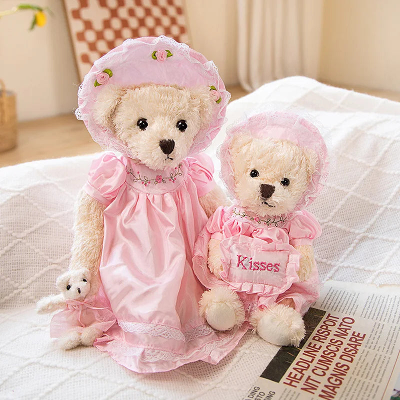 25/40cm Lovely Teddy Bear Bunny Wearing NightdressPlush Toys Stuffed Dolls For Baby Girls Children Girl Birthday Xmas Present