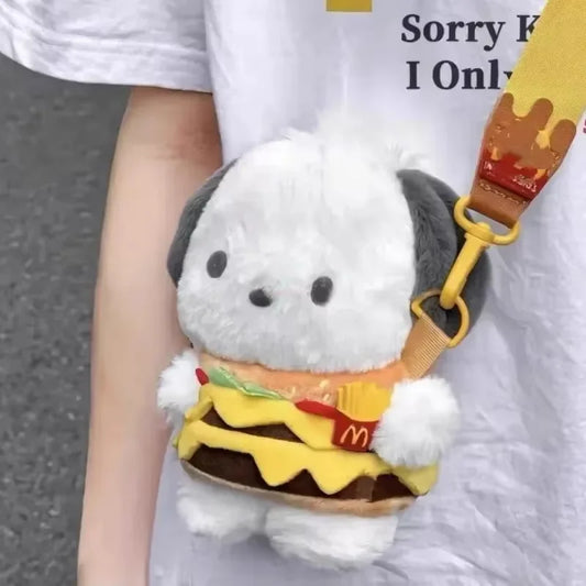 New Hot Kawaii Pochacco Hamburger Plush Doll Bag Clothes Crossbody Bag Toys Anime Cartoon Toys For Cute Dolls Christmas Gift