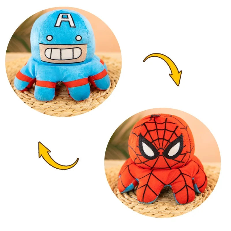 Marvel Plush Doll Avengers Spiderman Iron Man Captain America Hulk Thanos Octopus Plush Cartoon Toy That Can Be Flipped Kid Gif