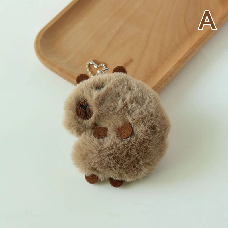 Capybara Plush Doll Squeak Toy Cartoon Keychain Bag Pendant Soft Doll Key Ring Backpack Car Bag Key Pendant Decor Kid Gift