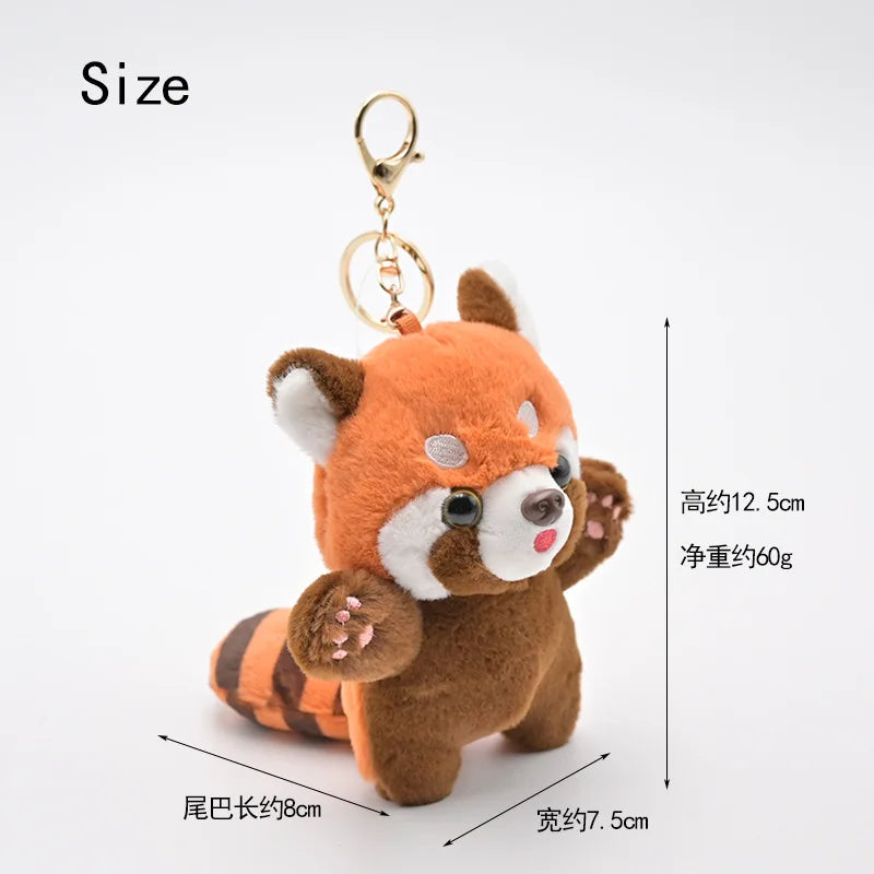 Cute cartoon red panda plush toy pendant little raccoon doll keychain doll playground doll