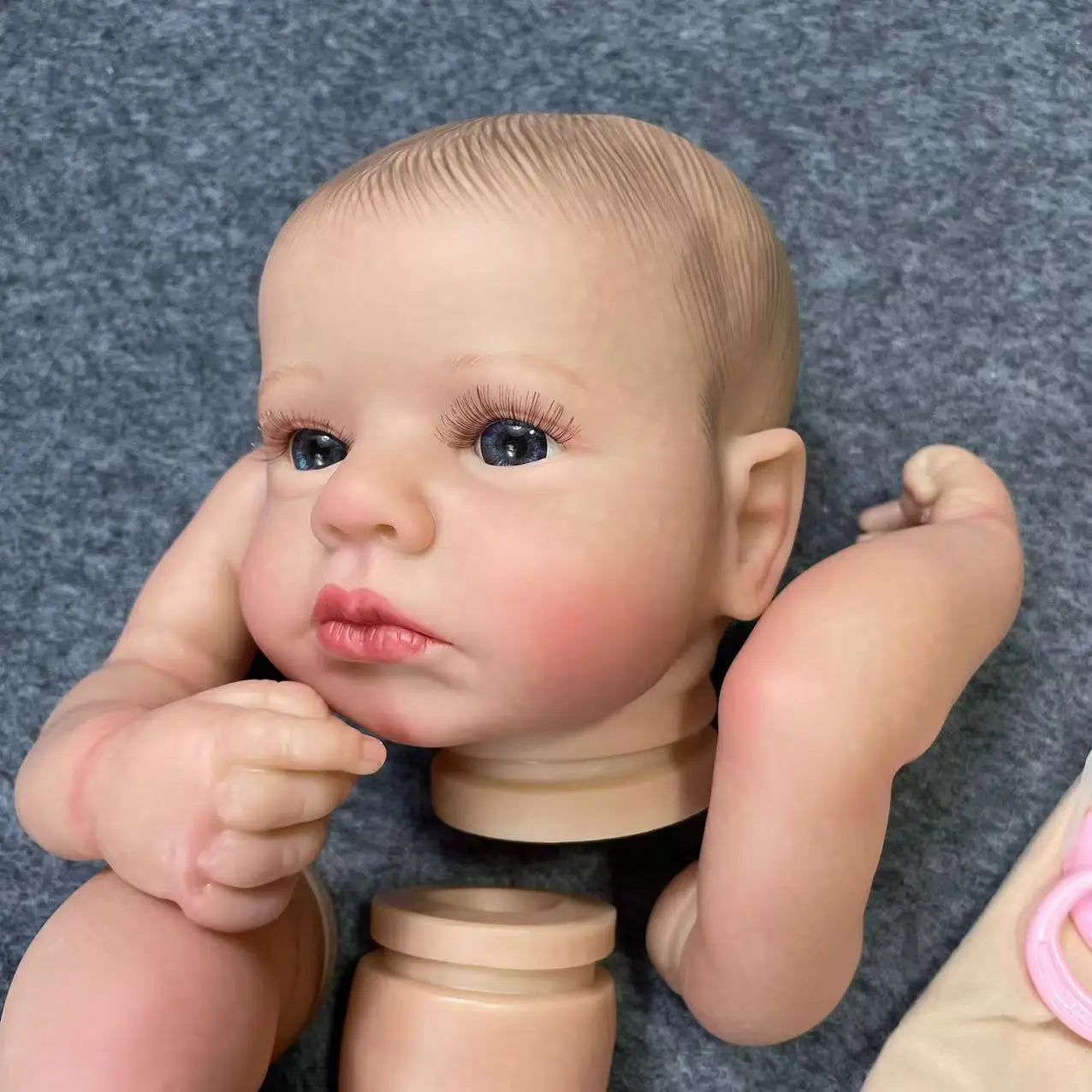 20Inch Already Painted Reborn Baby Kit LouLou Awake With Hair and Eyelashes 3D Painted Skin Unassembled DIY Handmade Doll Parts