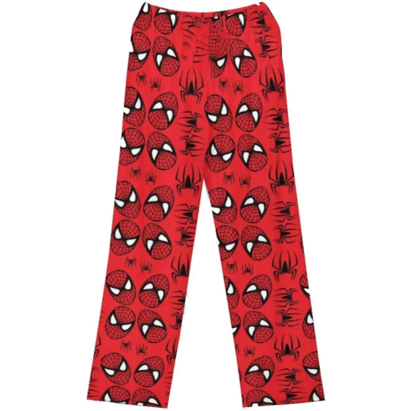 Sanrio Hello Kitty Spider Man Flannel Cartoon Thick Sleepwear For Women In Autumn And Winter Loose And Warm Pants For Wearing