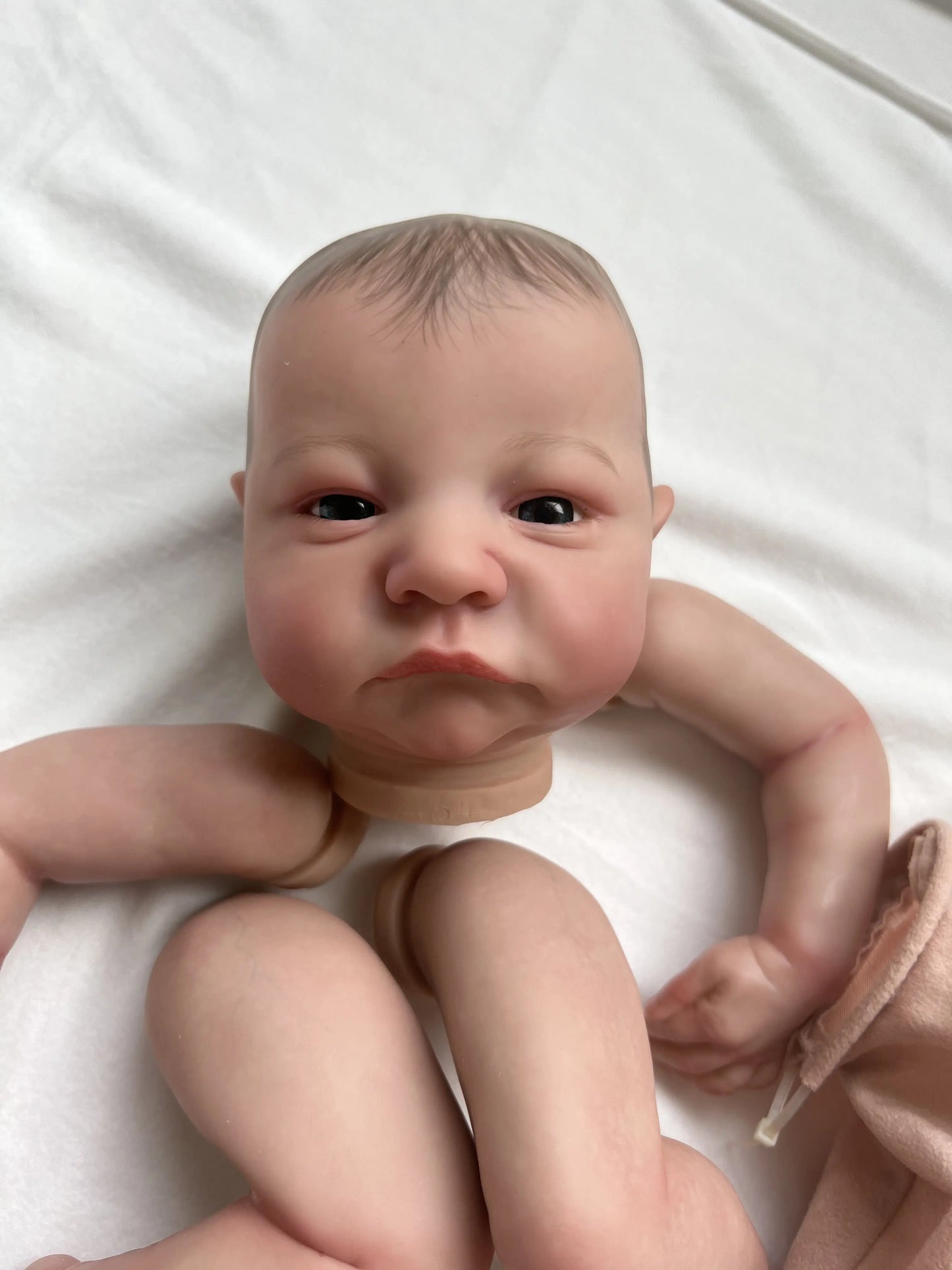 NPK 19inch Already Painted Reborn Doll Parts Levi Awake Lifelike Baby 3D Painting with Visible Veins  Cloth Body Included